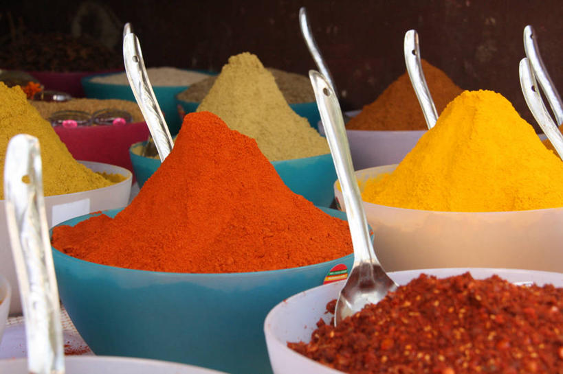 无人,横图,室内,特写,印度,丰富,香料,食品,市场,饮食,汤匙,碗,零售,摄影,多样,选择,印度文化,果阿,彩图