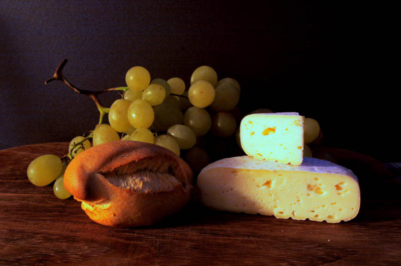 面包,奶酪,无人,横图,室内,特写,桌子,葡萄,水果,意大利,堆叠,木制,串,饮食,摄影,清新,健康食物,彩图