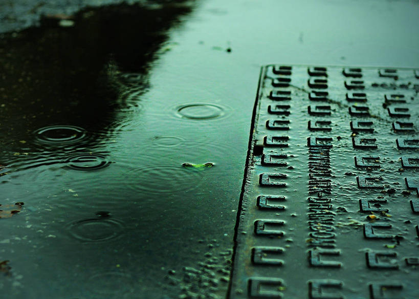 无人,横图,室外,水,雨,英国,反射,格子,天气,摄影,宁静,水坑,彩图