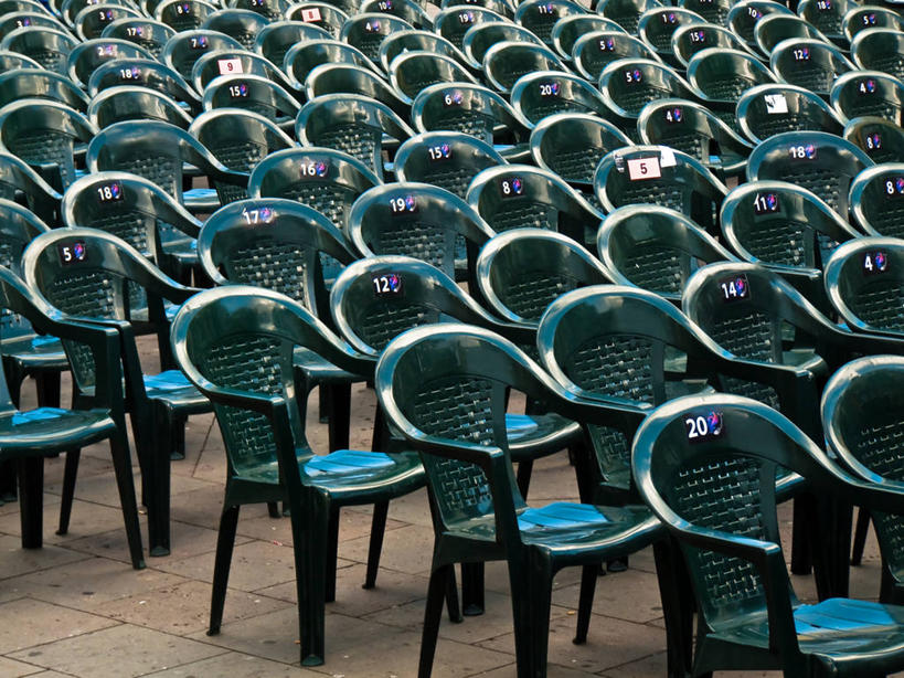 无人,横图,室外,白天,重复,椅子,西班牙,一排,丰富,整齐,数字,塑胶,排列,绿色,摄影,队列,事件,大西洋群岛,彩图