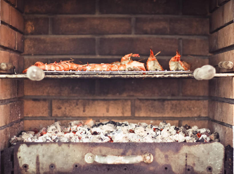 无人,横图,室外,白天,葡萄牙,准备,围墙,食品,热,饮食,摄影,煤,斑节对虾,健康食物,烤肉架,海产,彩图