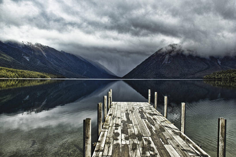 无人,横图,室外,湖,山,山脉,新西兰,反射,云,风景,天空,自然,黄昏,摄影,宁静,尼尔森,彩图