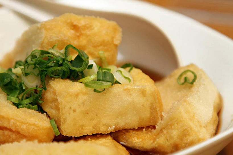 豆腐,无人,横图,室内,特写,加拿大,油炸,日本料理,饮食,碗,摄影,清新,亚伯达,彩图,装饰菜