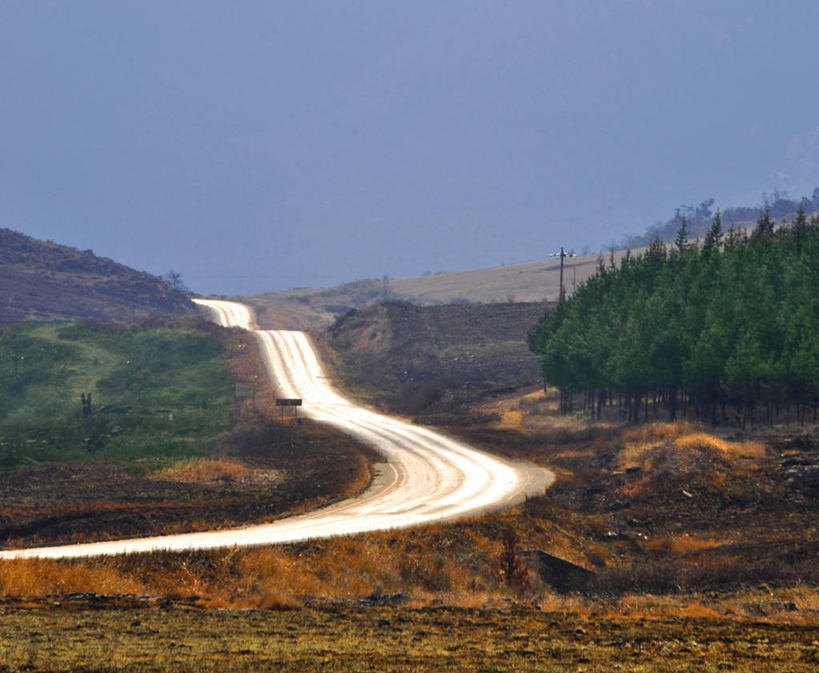 无人,横图,室外,白天,路,南非,弯曲,地形,树,天空,自然,运输,摄影,蜿蜒,宁静,彩图