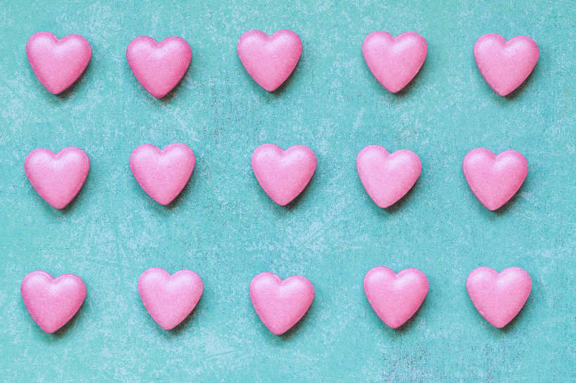 无人,横图,特写,重复,德国,一排,整齐,饮食,排列,粉色,甜食,甜心,摄影,队列,清新,心型,彩图,影棚拍摄