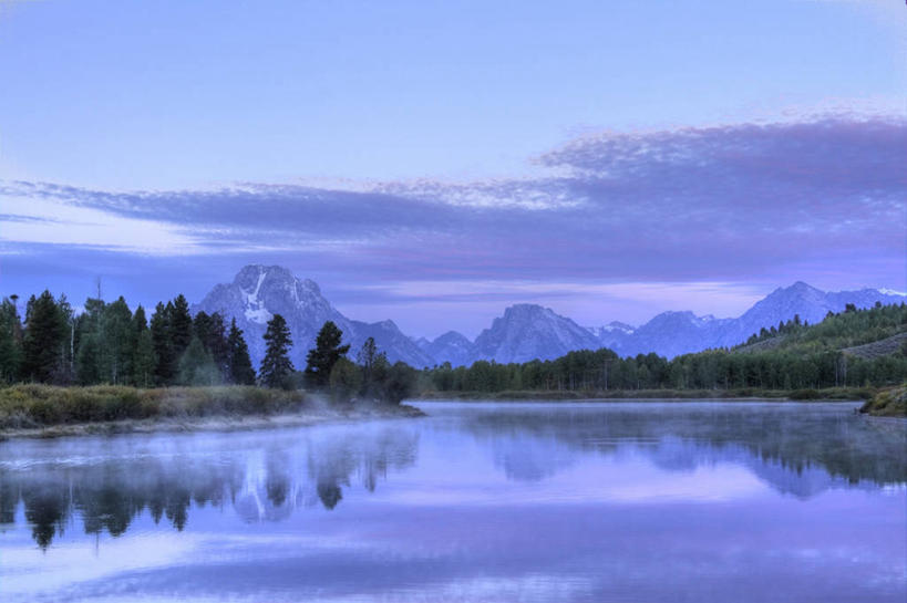 无人,横图,室外,美景,雪,雾,美国,反射,景观,云,黎明,树,风景,天空,自然,景色,寒冷,摄影,宁静,自然风光,怀俄明,蛇河,彩图