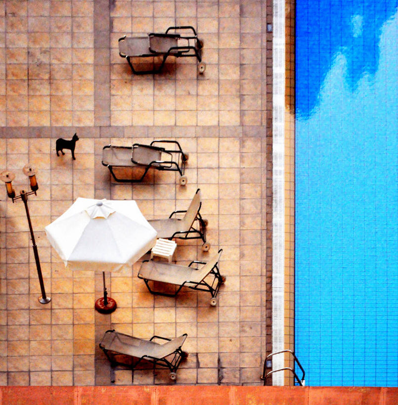 无人,游泳池,竖图,俯视,室外,白天,水,路灯,宠物,猫,塞浦路斯,遮阳伞,动物,家畜,摄影,宁静,沙滩椅,利马索尔,彩图,高角度拍摄