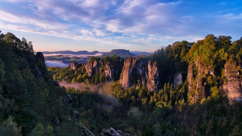 无人,横图,室外,白天,美景,山,雾,德国,景观,云,天气,天空,自然,景色,摄影,宁静,自然风光,萨克森,岩石,彩图