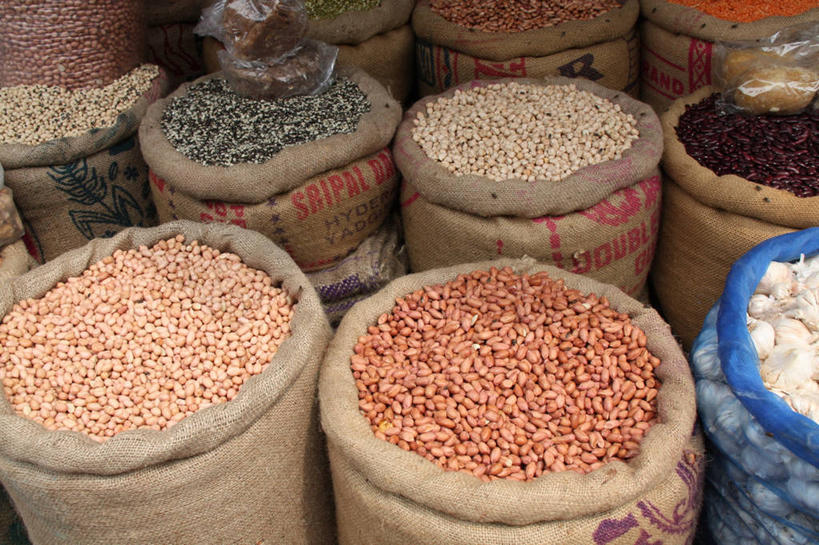 无人,横图,俯视,室外,白天,印度,丰富,谷类,市场,货摊,饮食,零售,摄影,清新,健康食物,喀拉拉邦,彩图,高角度拍摄
