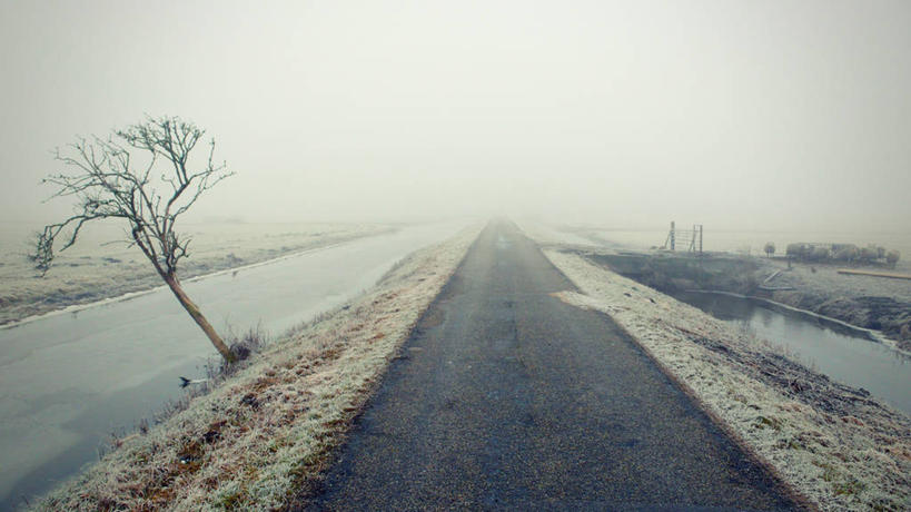 无人,横图,室外,白天,雾,路,荷兰,池塘,天气,天空,摄影,宁静,彩图