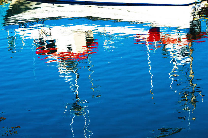 无人,横图,室外,白天,海洋,波纹,反射,渔船,运输,摄影,宁静,彩图