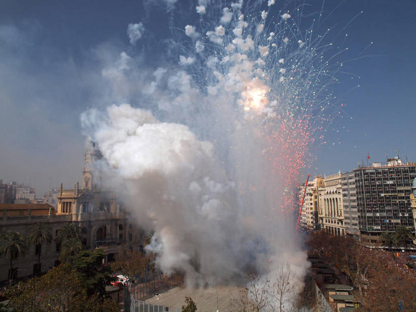 无人,横图,室外,白天,城市,西班牙,庆祝,天空,焰火,烟,摄影,巴伦西亚省,彩图,传统节日