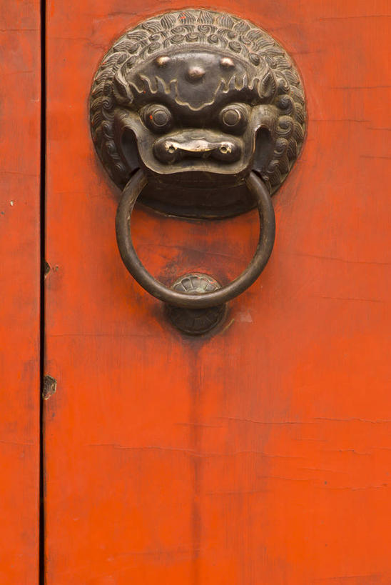 无人,竖图,室外,特写,白天,上海,龙,正门,门把手,橙色,摄影,佛教,保护,中国文化,龙华寺,彩图