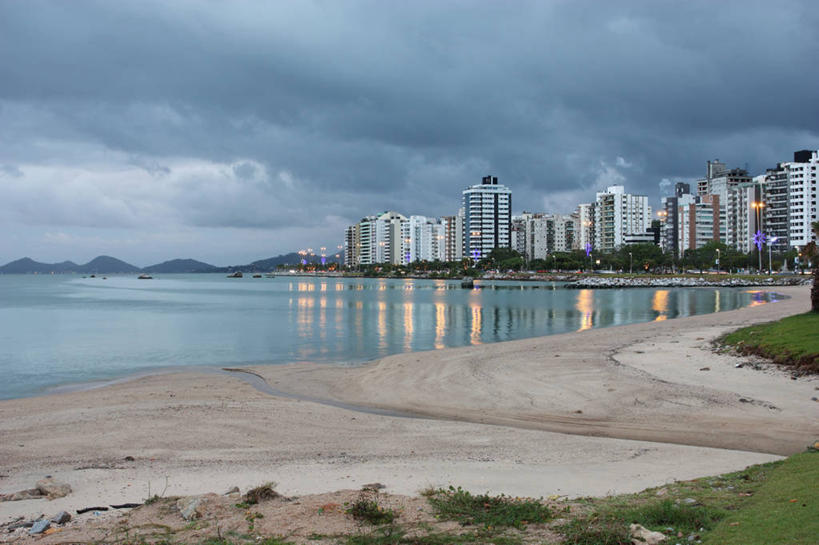 无人,横图,室外,海洋,天际线,城市,建筑,巴西,反射,云,天空,黄昏,摄影,海滩,彩图