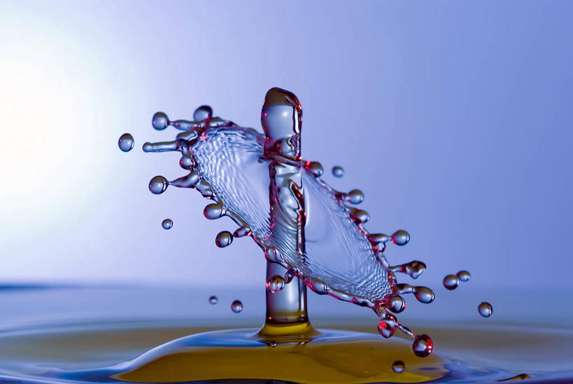 无人,横图,特写,水,法国,蓝色背景,溅,水滴,摄影,撞击,彩图,影棚拍摄