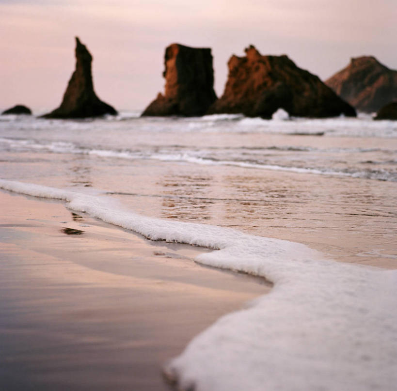 无人,横图,室外,海浪,海洋,美国,黎明,天空,自然,摄影,宁静,俄勒冈州,班顿,潮汐,岩石,彩图