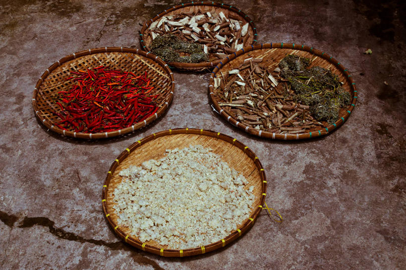 无人,横图,室外,白天,蔬菜,老挝,香料,饮食,摄影,多样,草本,选择,健康食物,琅勃拉邦,烘干,彩图