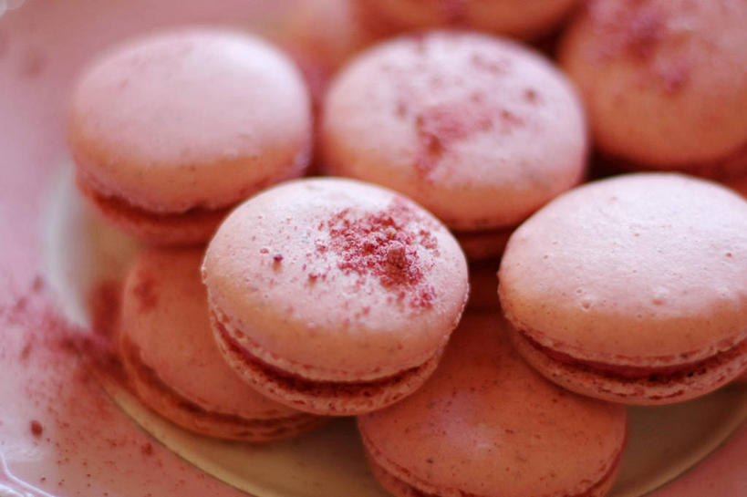 无人,横图,室内,特写,阿根廷,饮食,粉色,盘子,甜食,摄影,彩图,蛋白杏仁饼