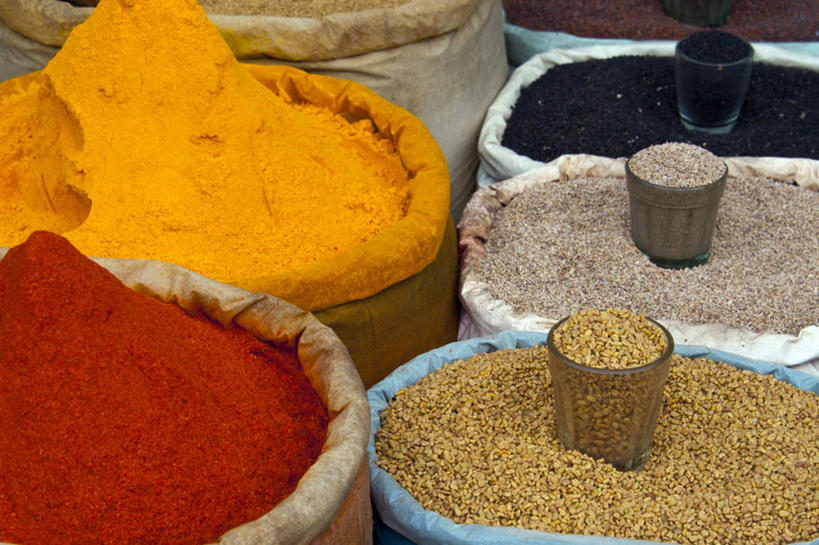 无人,横图,室外,白天,印度,香料,市场,首都,零售,摄影,多样,清新,选择,健康食物,新德里,彩图