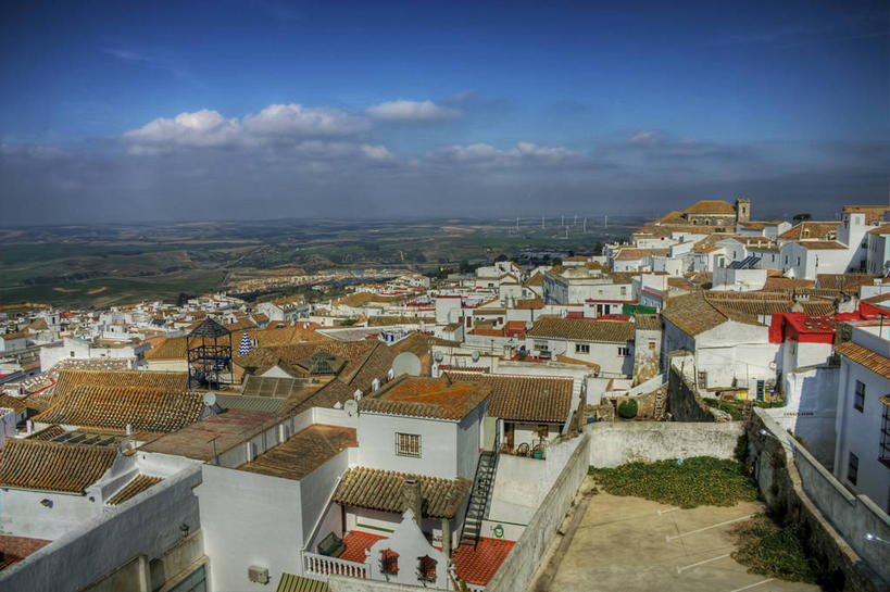 无人,横图,俯视,室外,白天,建筑,西班牙,屋顶,云,天空,摄影,宁静,加的斯,彩图,高角度拍摄