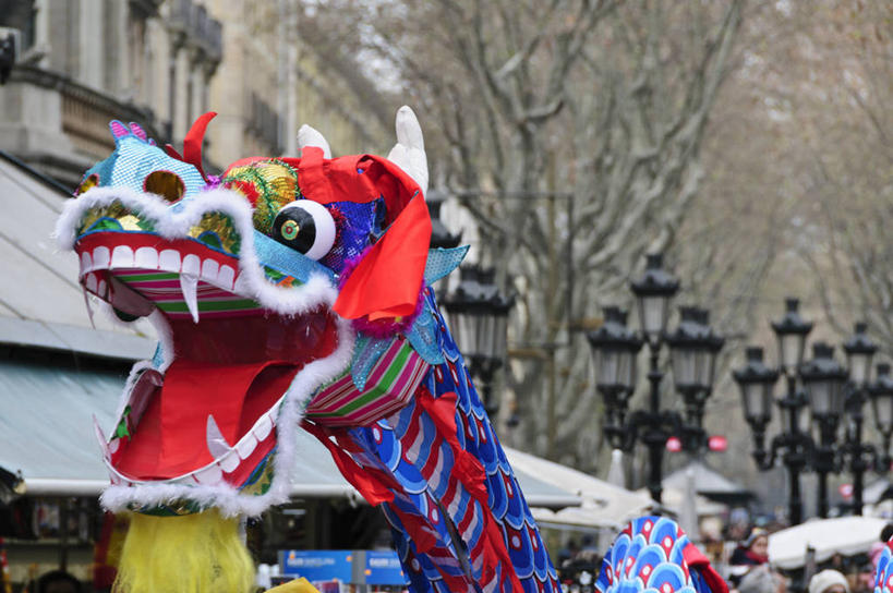 站,横图,室外,白天,西班牙,巴塞罗那,春节,庆祝,摄影,中国文化,加泰隆尼亚,彩图