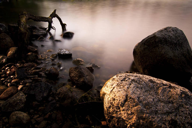 无人,横图,室外,白天,长时间曝光,湖,雾,瑞典,首都,自然,摄影,宁静,岩石,彩图