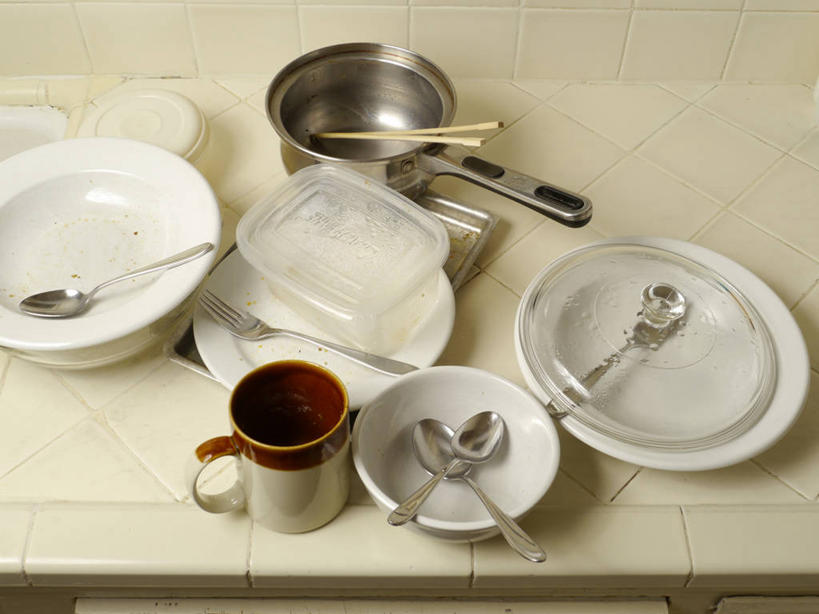 无人,横图,室内,筷子,美国,叉,杯,餐盘,盘子,汤匙,碗,摄影,肮脏,砖地,加利福尼亚,邋遢,龌龊,污秽,帕萨迪纳,彩图