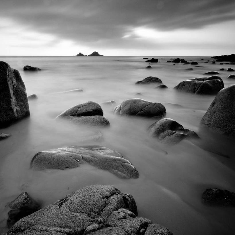 无人,方图,黑白,室外,白天,长时间曝光,海洋,英国,水平线,云,天空,自然,摄影,宁静,岩石