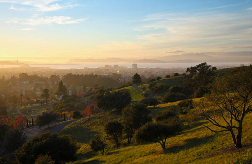 无人,横图,室外,美景,日落,山,雾,路,美国,景观,云,天气,树,树干,风景,天空,自然,景色,摄影,宁静,加利福尼亚,自然风光,奥克兰,彩图,广角