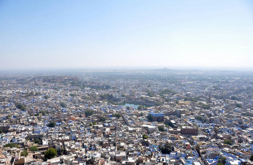 无人,横图,俯视,航拍,室外,白天,度假,美景,雾,城市风光,城市,印度,景观,天气,娱乐,享受,休闲,景色,放松,摄影,鸟瞰,发展,万里无云,拉贾斯坦邦,焦特普尔,彩图,高角度拍摄