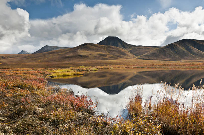 无人,横图,室外,白天,山脉,加拿大,反射,池塘,云,风景,天空,自然,摄影,宁静,育空地区,彩图,冻原