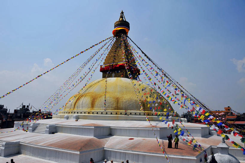 寺庙,横图,室外,白天,建筑,尼泊尔,首都,历史,宝塔,经幡,佛塔,天空,摄影,宗教,佛教,宗教建筑,加德满都,博达塔,彩图