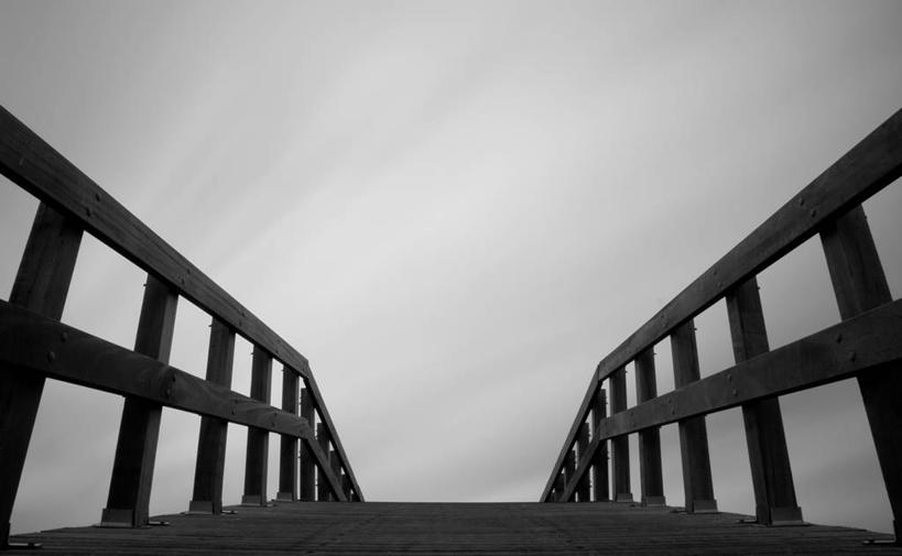 无人,栏杆,横图,黑白,室外,白天,长时间曝光,荷兰,桥,联系,摄影,宁静,自然保护区,弗里斯兰省