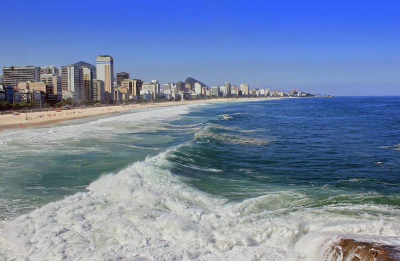 无人,横图,室外,白天,长时间曝光,海洋,建筑,巴西,水平线,波浪,摄影,里约热内卢,海滩,彩图