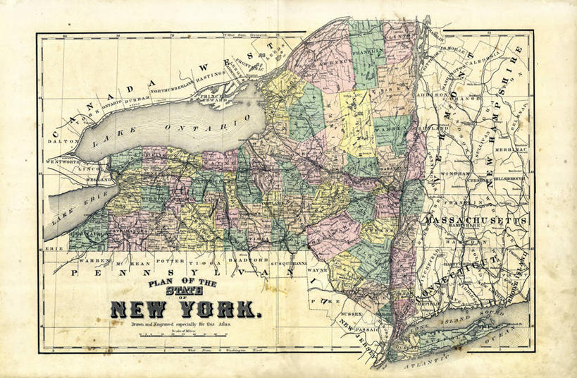 无人,横图,地图,历史,古董,纽约州,彩图