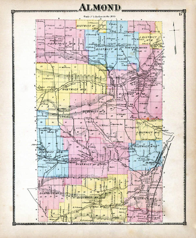 无人,竖图,杏仁,地图,城镇,历史,古董,纽约州,彩图