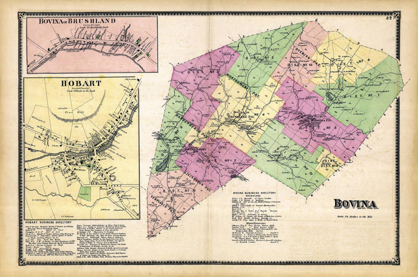 无人,横图,地图,城镇,历史,古董,纽约州,霍巴特,彩图