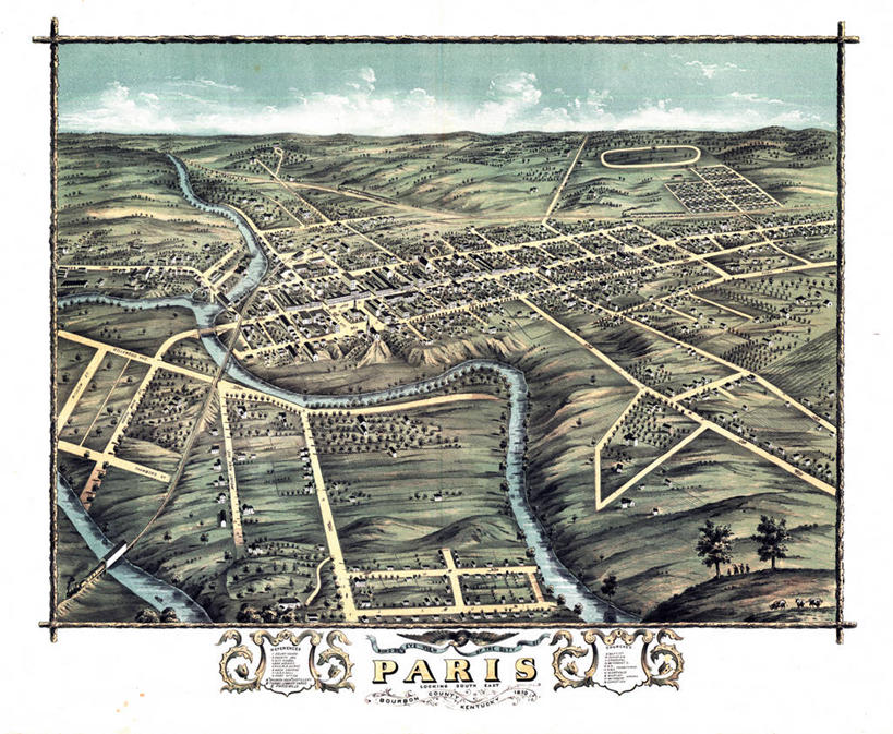 无人,横图,俯视,地图,巴黎,历史,古董,肯塔基州,彩图,高角度拍摄