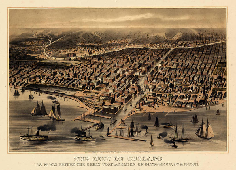 无人,横图,俯视,地图,历史,古董,伊利诺斯州,芝加哥市,彩图,高角度拍摄