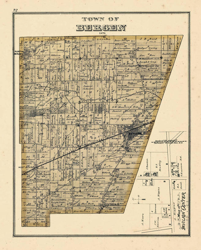无人,竖图,地图,历史,古董,纽约州,卑尔根,彩图