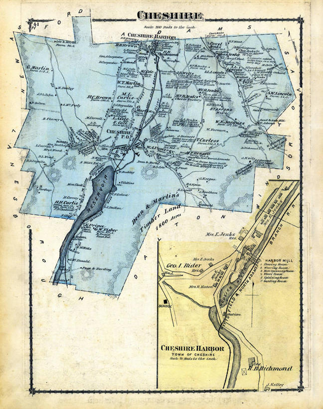 无人,竖图,地图,历史,古董,马萨诸塞,柴郡,彩图