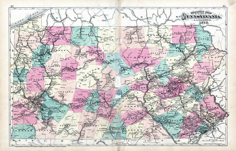 无人,横图,地图,历史,古董,宾夕法尼亚,彩图