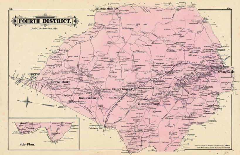 无人,横图,地图,城镇,历史,古董,马里兰,彩图