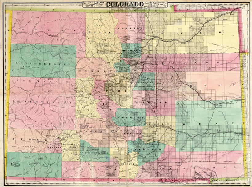 无人,横图,地图,历史,古董,科罗拉多州,彩图
