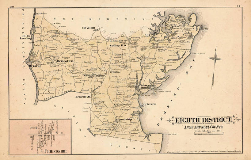 无人,横图,友谊,地图,城镇,历史,古董,马里兰,彩图