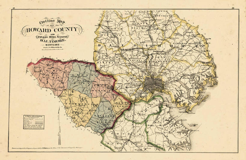 无人,横图,地图,历史,古董,马里兰,彩图