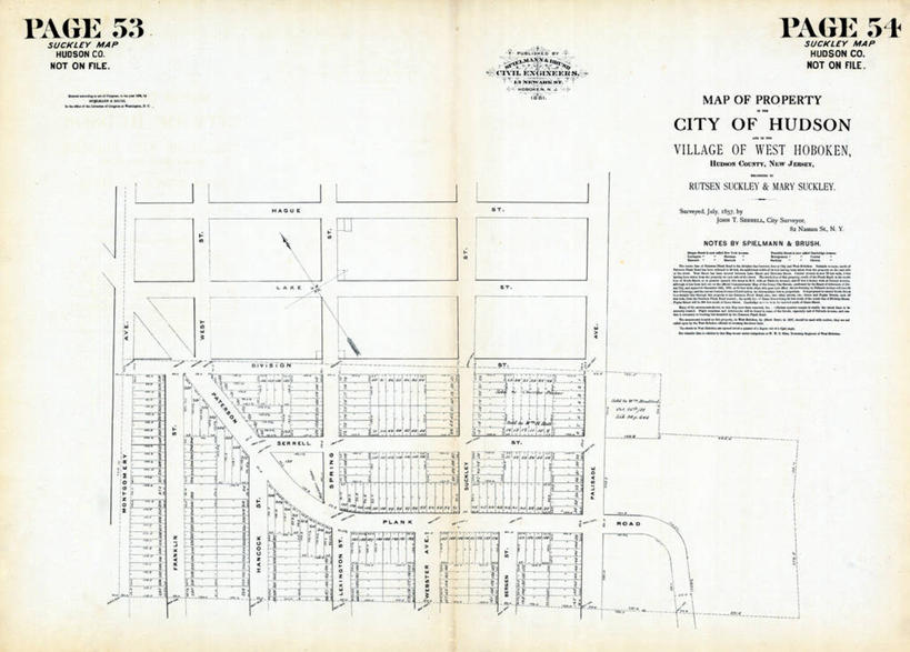 无人,横图,地图,城镇,历史,古董,霍博肯,新泽西,彩图,哈德孙河