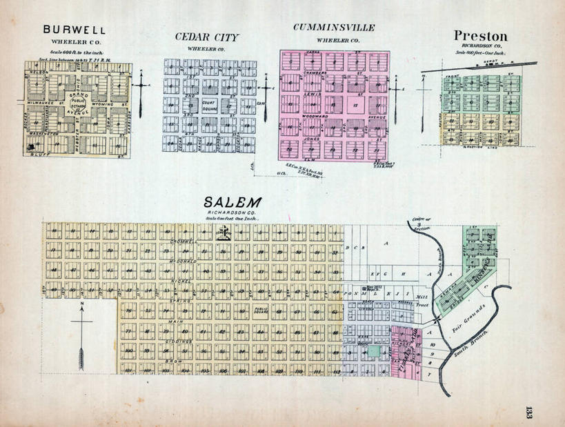 无人,横图,地图,城镇,历史,古董,内布拉斯加,彩图,普雷斯顿,锡达城