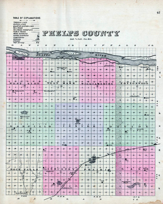 无人,竖图,地图,历史,古董,内布拉斯加,彩图