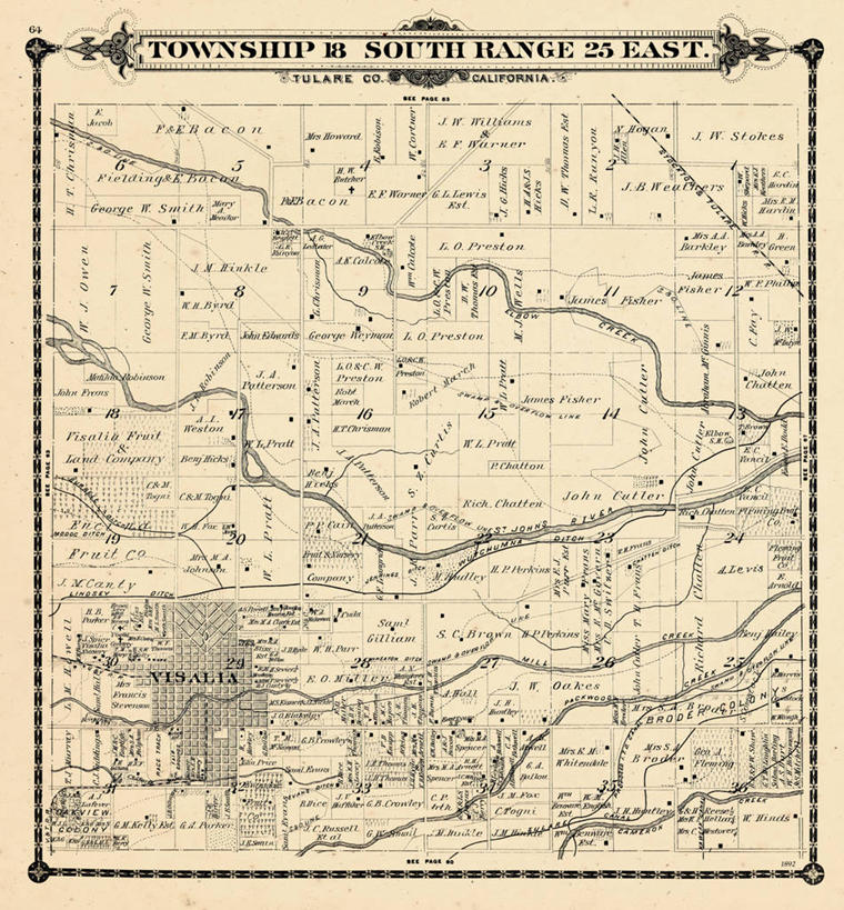 无人,竖图,地图,历史,古董,加利福尼亚,彩图,维塞利亚